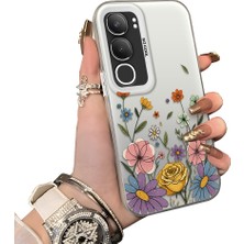 HONTINGA Vivo Y19S ile Uyumlu Kılıf Silikon Kenar Sert Arka Kamera Koruyucu Basitlik Anti Düşme Kamera Korumalı Çiçekli Desen Couple Telefon Kılıfı Kadın ve Erkek Için Uygundur K1-1522