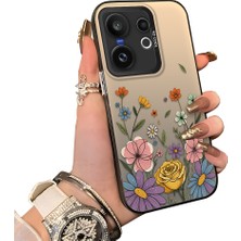 HONTINGA Vivo X200 Fe ile Uyumlu Kılıf Silikon Kenar Sert Arka Kamera Koruyucu Basitlik Anti Düşme Kamera Korumalı Çiçekli Desen Couple Telefon Kılıfı Kadın ve Erkek Için Uygundur K1-1522
