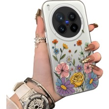 HONTINGA Vivo X300 Pro ile Uyumlu Kılıf Silikon Kenar Sert Arka Kamera Koruyucu Basitlik Anti Düşme Kamera Korumalı Çiçekli Desen Couple Telefon Kılıfı Kadın ve Erkek Için Uygundur K1-1522