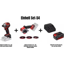 Einhell Set-54 (Einhell Tp-Cı 18/250-C Li Bl - Solo Akülü Darbeli Vidalama+Einhell Tp-Co 18/76-C Li Bl Akülü Kesme Taşlama Makinesi+Einhell 18V 4,0 Ah Pxc Starter Kit, Akü & Şarj Cihazı)