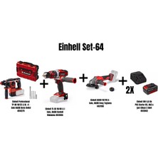 Einhell Set-64(Einhell Tp-Hd 18/22 Li Bl Akülü Kırıcı+Einhell Te-Cd 18/48 Li-I Akülü Darbeli Vidalama+Einhell Axxıo 18/115 Q Akülü Avuç Taşlama+2xeinhell 18V 4,0 Ah Pxc Starter Kit, Akü & Şarj Cihazı)
