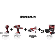 Einhell Set-59(Einhell Tp-Cw 18/350-C Li Bl Akülü Darb. Somun Sık+Einhell Te-Cd 18/48 Li-I Akülü Darbeli Vidalama+Einhell Axxıo 18/115 Q Akülü Avuç Taşlama+2xeinhell 18V 2,5 Ah Akü & Şarj Cihazı)