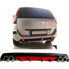 Oto h.i.t. Ford Fusıon 1 Uyumlu Body Kit Difüzör 4 Çıkış Yuvarlak Kırmızı