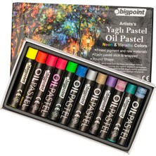 Bigpoint Artists's Yağlı(Oil) Pastel Boya 12'li Metalik ve Fosforlu Renkler