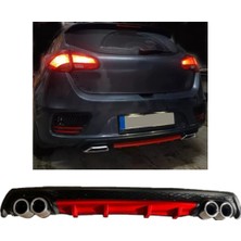 Oto h.i.t. Kia Ceed Uyumlu Body Kit Difüzör 4 Çıkış Yuvarlak Kırmızı