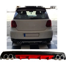 Oto h.i.t. Volkswagen Polo Mk5 Uyumlu Body Kit Difüzör 4 Çıkış Yuvarlak Kırmızı