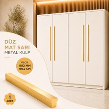Badem10 Özen 992 mm 99.2 cm Düz Mat Sarı Mobilya Kulpu Uzun Çekmece Dolap Kapak Kulp Metal Kulbu