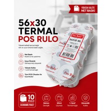 Toscana 56X30 Termal Rulo 1 Paket 10 Adet Tse Belgeli Yazarkasa Pos Rulosu