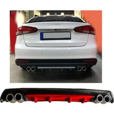 Oto h.i.t. Kia Cerato Mk2 Uyumlu Body Kit Difüzör 4 Çıkış Yuvarlak Kırmızı