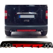 Oto h.i.t. Volkswagen Caddy MK2UYUMLU Body Kit Difüzör 4 Çıkış Yuvarlak Kırmızı