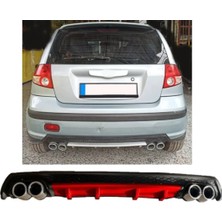 Oto h.i.t. Hyundai Getz Makyajsız Uyumlu Body Kit Difüzör 4 Çıkış Yuvarlak Kırmızı