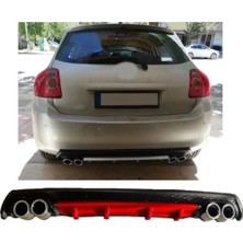 Oto h.i.t. Toyota Auris Mk1 Uyumlu Body Kit Difüzör 4 Çıkış Yuvarlak Kırmızı
