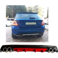 Oto h.i.t. Skoda Fabia Mk3 Uyumlu Body Kit Difüzör 4 Çıkış Yuvarlak Kırmızı