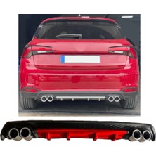 Oto h.i.t. Fiat Egea Hatchback Uyumlu Body Kit Difüzör 4 Çıkış Yuvarlak Kırmızı