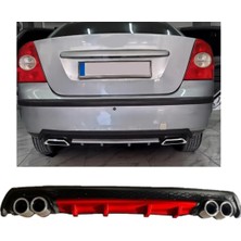 Oto h.i.t. Ford Focus 2 Sedan Uyumlu Body Kit Difüzör 4 Çıkış Yuvarlak Kırmızı