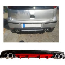 Oto h.i.t. Opel Corsa C Uyumlu Body Kit Difüzör 4 Çıkış Yuvarlak Kırmızı