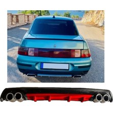Oto h.i.t. Lada Vega Uyumlu Body Kit Difüzör 4 Çıkış Yuvarlak Kırmızı