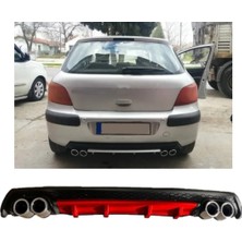 Oto h.i.t. Peugeot 307 Uyumlu Body Kit Difüzör 4 Çıkış Yuvarlak Kırmızı