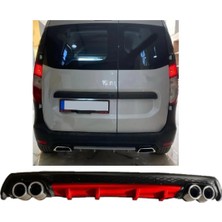 Oto h.i.t. Dacia Dokker Uyumlu Body Kit Difüzör 4 Çıkış Yuvarlak Kırmızı