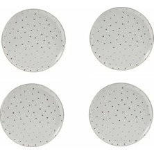 Porland Forest Yıldızlı Düz Tabak 28 cm 4'lü Altın Yıldız Desenli Seramik Set