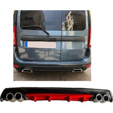 Oto h.i.t. Dacia Logan Statıon Uyumlu Body Kit Difüzör 4 Çıkış Yuvarlak Kırmızı
