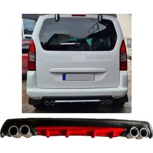 Oto h.i.t. Citroen Berlingo Uyumlu Body Kit Difüzör 4 Çıkış Yuvarlak Kırmızı