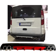 Oto h.i.t. Fiat Doblo D2 Uyumlu Body Kit Difüzör 4 Çıkış Yuvarlak Kırmızı