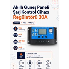 Akıllı Güneş Paneli Şarj Kontrol Cihazı Regülatörü 30A