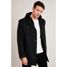Buratti Çıkarılabilir Kapüşonlu Kırçıllı Slim Fit Kaşe Kaban Erkek KABAN 5841013