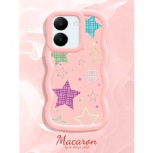 HONTINGA Vivo Y27S Uyumlu Kılıf Düşüme Önleyici Basitlik Anti Düşme Kamera Koruyucu Basit Pembe Yumuşak Silikon Couple Telefon Kılıfı Yıldız Desen K9-0273