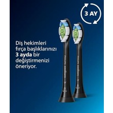 Optimal White Yedek Diş Fırçası Başlığı, 7 Kat Daha Fazla Plak Temizliği, Orta Yumuşak Fırça Başlığı, 2’li Paket, Siyah, HX6062/88