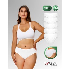Alya Underwear Kadın Külot, Liyosel Kumaş Külot, Rahat ve Dayanıklı Kadın Iç Çamaşırı, Lyocell 5'li Paket - Beyaz, S
