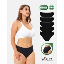 Alya Underwear Kadın Külot, Liyosel Kumaş Külot, Rahat ve Dayanıklı Kadın Iç Çamaşırı, Lyocell 5'li Paket - Siyah, S