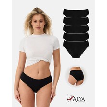 ALYA UNDERWEAR Kadın Külot Pamuklu Siyah 5'li Paket 2XL