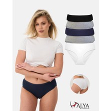 ALYA UNDERWEAR Kadın Renkli Standart Bel Slip Külot Pamuklu Iç Çamaşırı -  5'li Paket - P12 -3xl