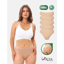 Alya Underwear Kadın Külot, Liyosel Kumaş Külot,  Rahat ve Dayanıklı Kadın Iç Çamaşırı, Lyocell 5'li Paket - Ten, Xl
