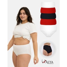 Alya Underwear Kadın Battal Külot, Büyük Beden, Pamuklu Yüksek Bel Iç Çamaşırı - Kırmızı Varyant, 5xl