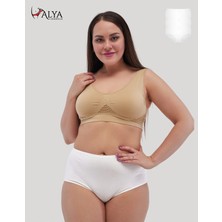 Alya Underwear Kadın Büyük Beden Yüksek Bel Külot Full Brief, 3'lü Paket Beyaz