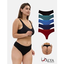 Alya Underwear Yüksek Bel, Toparlayıcı, Tanga Külotlar -  5'li Paket Bordo, Siyah , Lacivert, K Yeşil, Indigo