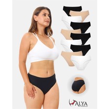 Alya Underwear Kadın Pamuklu Külot Basic Slip Renkli 10'lu Paket Yüksek Bel Iç Çamaşırı ( MULTICOLOR-X35)