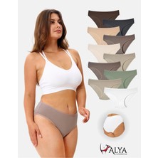 Alya Underwear Kadın Pamuklu Külot Basic Slip Renkli 10'lu Paket Yüksek Bel Iç Çamaşırı (Multicolor - X37)