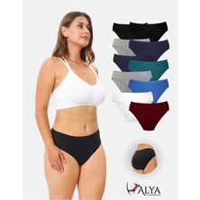 Alya Underwear Kadın Külot Pamuklu Slip Renkli 10'lu Paket Yüksek Bel Iç Çamaşırı (Multicolor - X39)