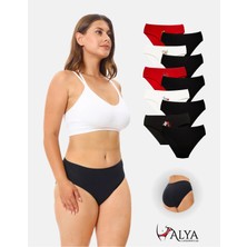 Alya Underwear Kadın Pamuklu Kırmızı Siyah Beyaz Yeni Yıl Baskılı Külot, 10'lu Paket  (Multicolor - X40)