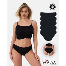 Alya Underwear %100 Pamuklu Kadın Külot Normal Bel Yükseklikli Jakarlı Kalp Desenli Kumaş Slip