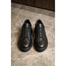 Hatemoğlu Siyah Casual Bağcıklı Deri Sneakers