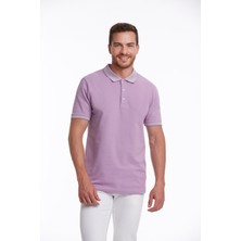 Hatemoğlu Erkek Lila %100 Pamuk Regular Fit Polo Yaka Tişört