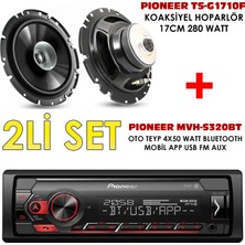 Pioneer Pıoneer TS-G1710F Koaksiyel Hoparlör 17CM 280 Watt MHV-S320 Oto Teyp 4X50 Watt Bluetooth 2li Set