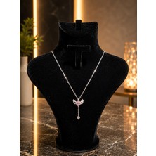 Shopping Takı Premium 316L Kalpli Melek Kanadı Tasarım Zirkon Kolye