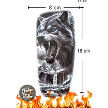 Trakya Tattoo 1-2 Hafta Kalıcı Yarım Kol Kurt Geçici Dövme FF-451