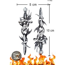 Trakya Tattoo 1-2 Hafta Kalıcı Minimal 2li Kılıç Excalibur Geçici Dövme T-143